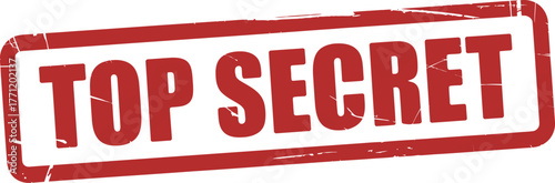 Red Top Secret Stamp with Grunge Effect Confidential, Classified Information and Sensitive Data