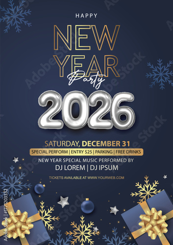 2026 Happy New Year club poster Background for your Flyers and Greetings Card graphic or new year themed party invitations. abstract vector illustration design