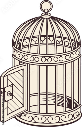 vintage birdcage with bird