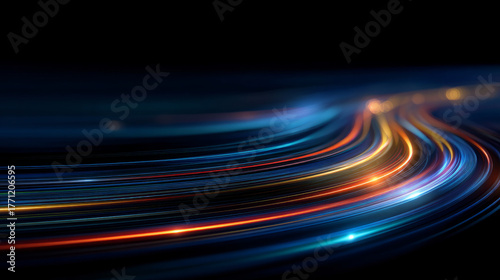 Colorful light trails creating a dynamic abstract pattern