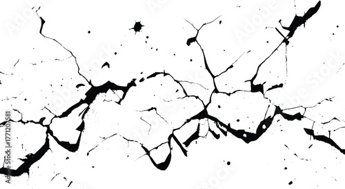 The cracks texture of dry earth. Grunge abstract background. Distressed vector overlay. 