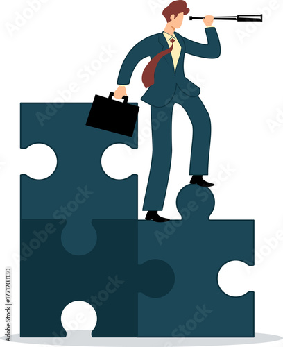 business strategy concept. business goals. problem solving concept. leadership way solving business difficulties finding missing element system