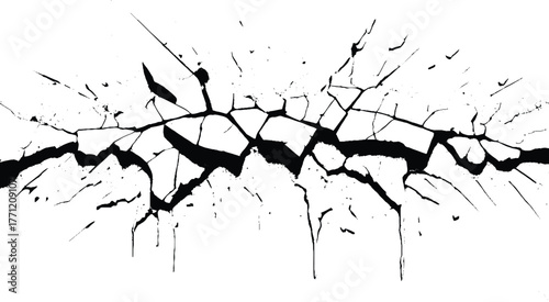 White wall Cracked concrete. Old cement broken texture with cracks Background. Vector illustration, EPS 10.