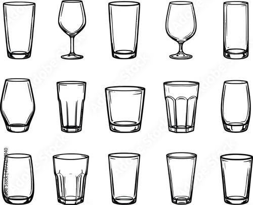 Hand Drawn Drinking Glasses Vector Collection