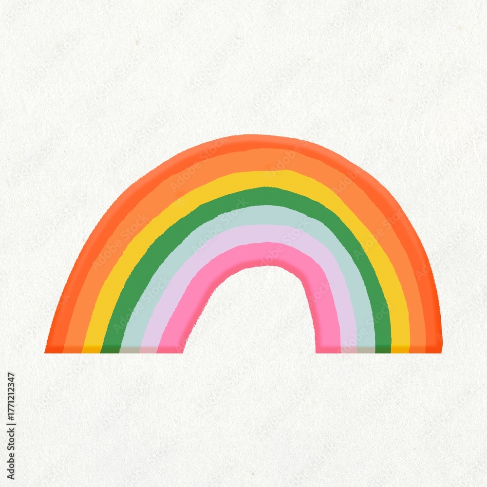 Naklejka premium Rainbow doodle, cute emoji collage element, illustration