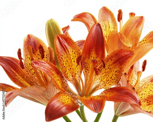 Closeup Orange Lilies On White Background