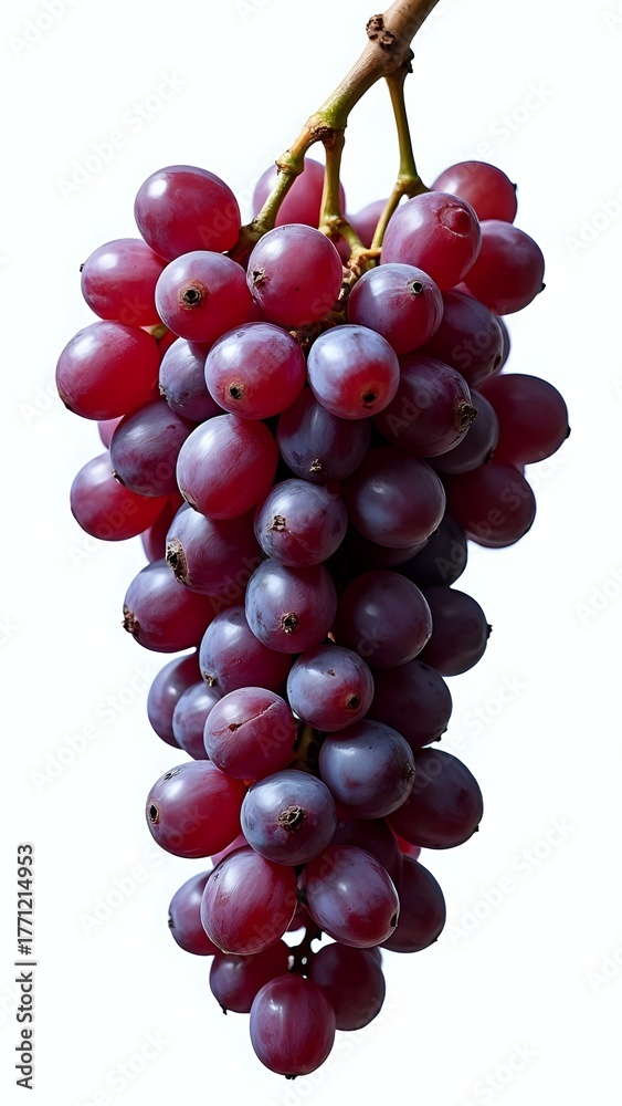Fototapeta premium Cluster of Deep Red Grapes on a Vine