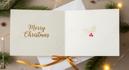 Festive Holiday Wishes: An elegantly presented Christmas card, adorned with the warm sentiment Merry Christmas, offers a message of holiday cheer.