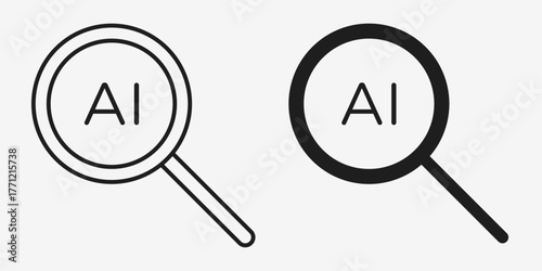 Minimal gray vector research icon in AI format, ideal for innovation, analysis, and technology concept designs.