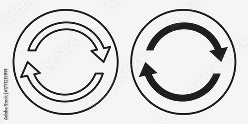 Minimal gray vector sync icon, ideal for automation, data processing, and digital technology interfaces.