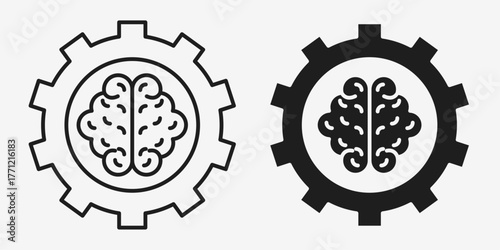 Minimal gray machine learning icon, perfect for AI, data science, and automation designs.