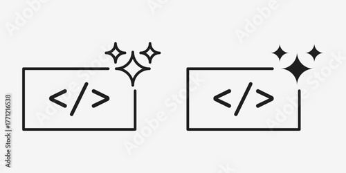 AI code icon in vector format, perfect for artificial intelligence, programming, and machine learning interface designs.