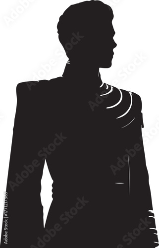 An 1800s silhouette image of a male model wearing traditional Egyptian clothing. It's depicting fashion from the 19th century in Egypt.