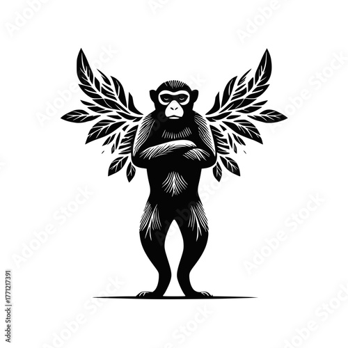 Mythic Guardian Monkey with Leaf Wings 