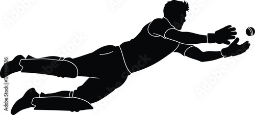 black cricket player diving catch clip art preview