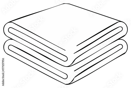 Folded clothes line art. Clean laundry, fabric stack. Minimalism and geometric simple line design