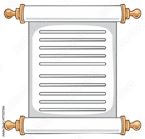Ancient Scroll Parchment with Lines for Text Cartoon Graphic