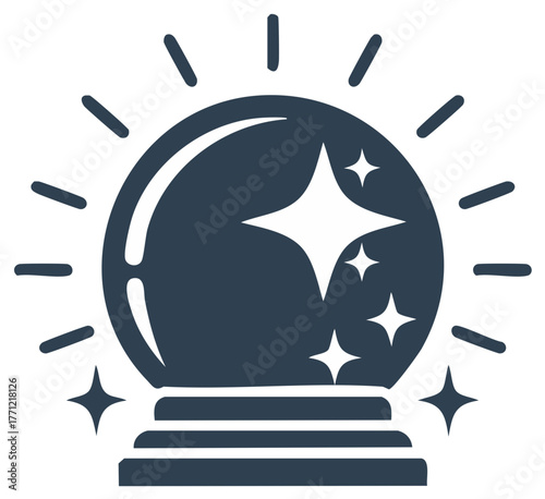 Shining crystal ball icon symbolizing magic divination and future prediction