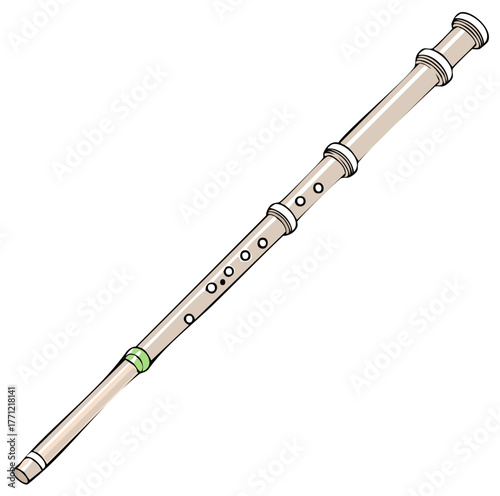 Simple cartoon drawing of a classic recorder musical wind instrument