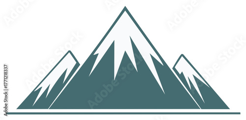 Mountain Range Peaks with Snow Illustration Logo Icon Graphic Design