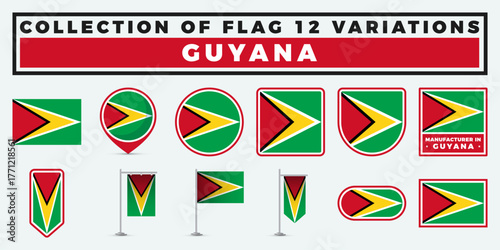 Guyana Flag Variations. A Collection of 12 Unique Designs
