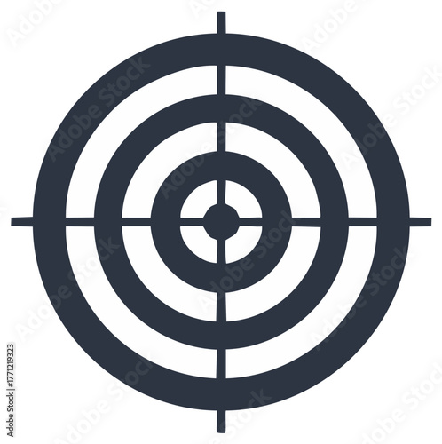 Concentric circles and crosshairs forming a classic bullseye target icon