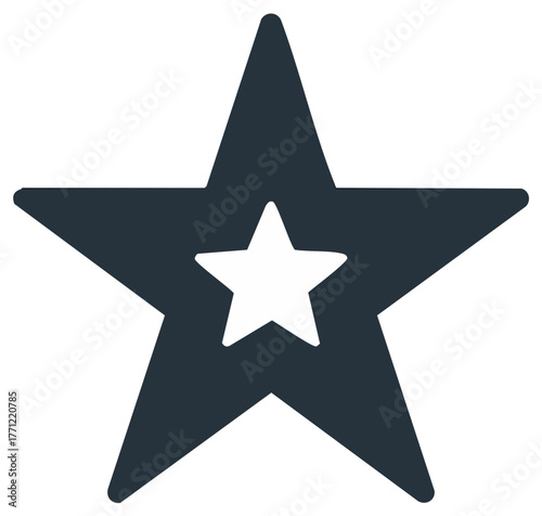 Simple star icon with a smaller star inside for favorites and ratings vector graphic
