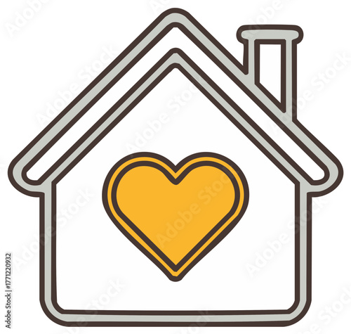 Cozy Home Heart Icon Sign Vector Illustration