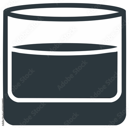 Simple flat vector icon of a rocks glass filled with a beverage, bar drink symbol