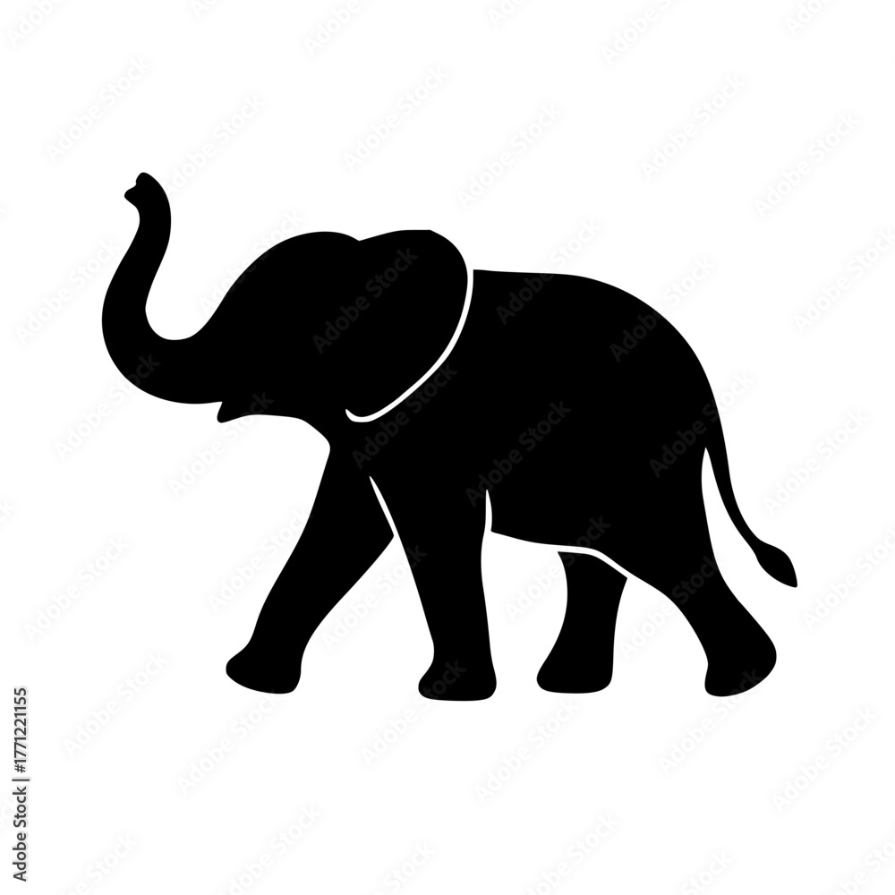 Fototapeta premium Elephant Silhouette, Black Elephant Icon
