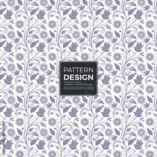 Seamless floral pattern with elegant lilac and gray botanical motifs vector