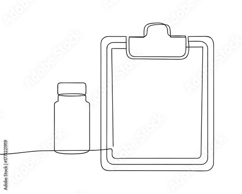 White plastic bottle with blank label, a product packaging container