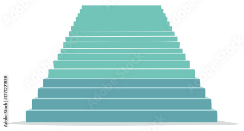 Simple teal staircase leading upwards as a concept for progress success and achievement