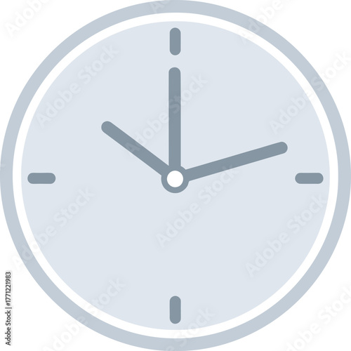 Simple analog clock face showing approximately 210 showing time passing and timeliness concepts isolated on transparent background