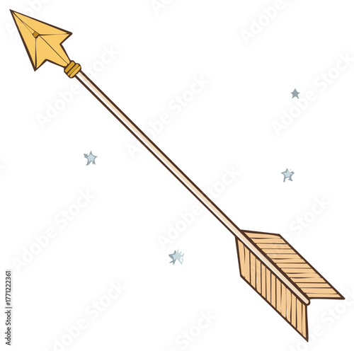 Golden Arrow Flying Through Starry Sky