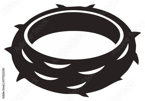 Black and White Illustration of a Crown of Thorns Symbol