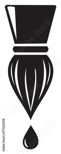 Paintbrush Dripping Isolated Black and White Art Illustration