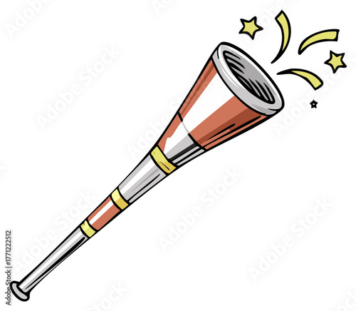 Animated spyglass telescope discovering stars and exploring new horizons vector illustration