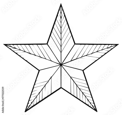 Graphic five-pointed star outline with shading within each segment