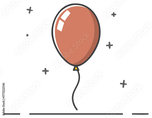 Single Orange Balloon Floats with Simple Cross Graphics and String