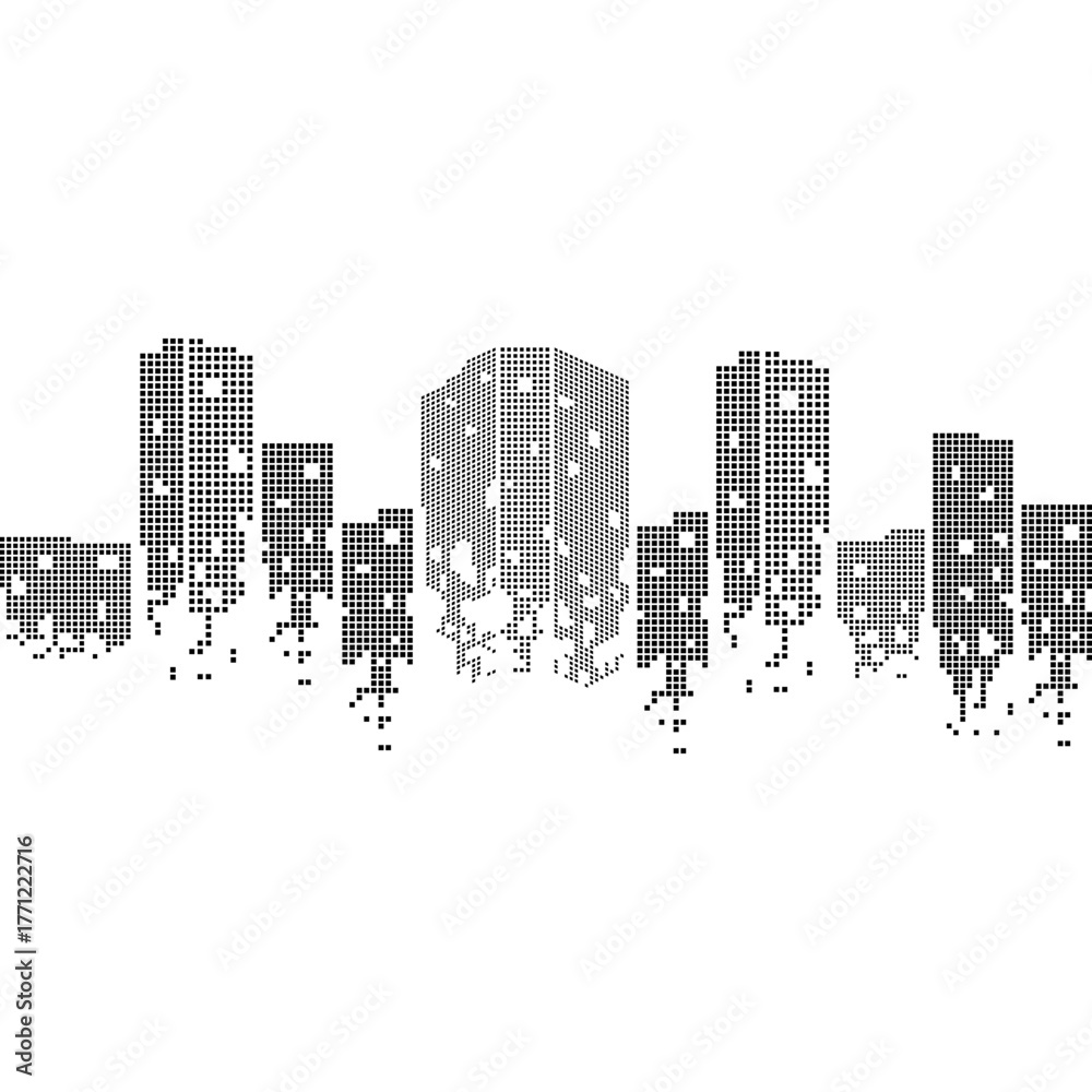 Fototapeta premium Building Square Silhouette