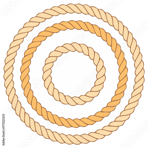Rope Circles Pattern Beige and Orange Nautical Design