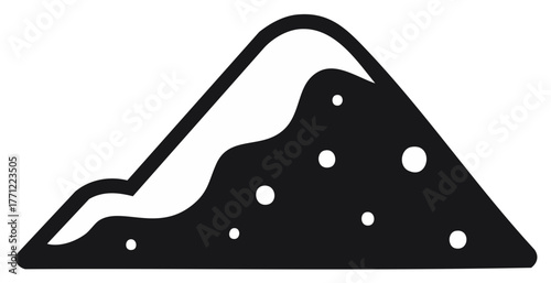 Simple icon of a triangular food slice with melted cheese or sauce topping