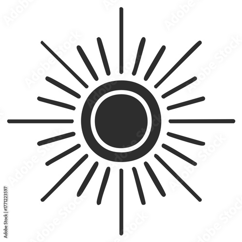 Stylized sunburst design representing warmth brightness and solar energy in a graphic illustration