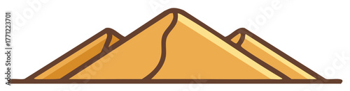 Simple cartoon vector icon of desert pyramids or sand dunes landscape