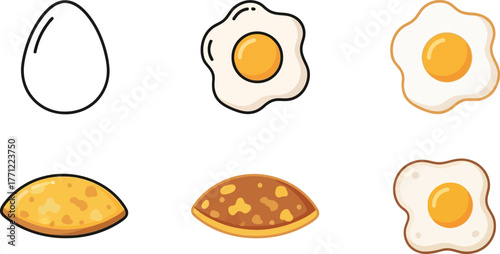 Delicious breakfast food collection featuring fried eggs and whole eggs ready for your culinary creations isolated on transparent background
