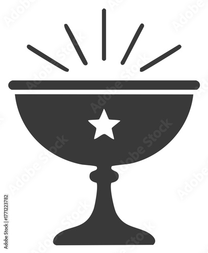 Glowing chalice with star emblem vector symbol of victory and glory