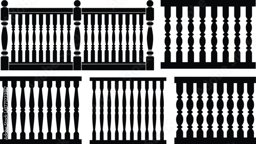 Elegant Baluster Collection Architectural Railing Designs in Black and White