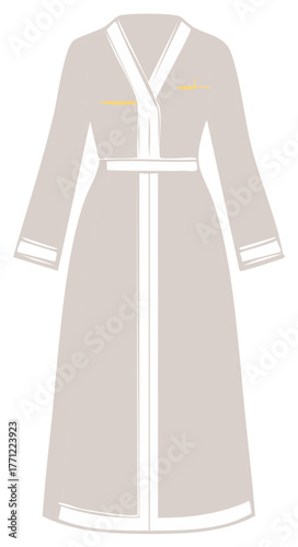 Elegant Long Robe Illustration with Shawl Collar for Hotel Spa or Loungewear