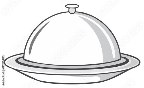 Elegant Silver Food Dome Platter with Lid, Modern Dinner Service